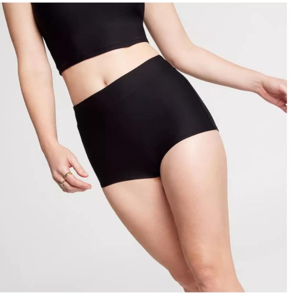 Calia Black High-Waisted swim shorts